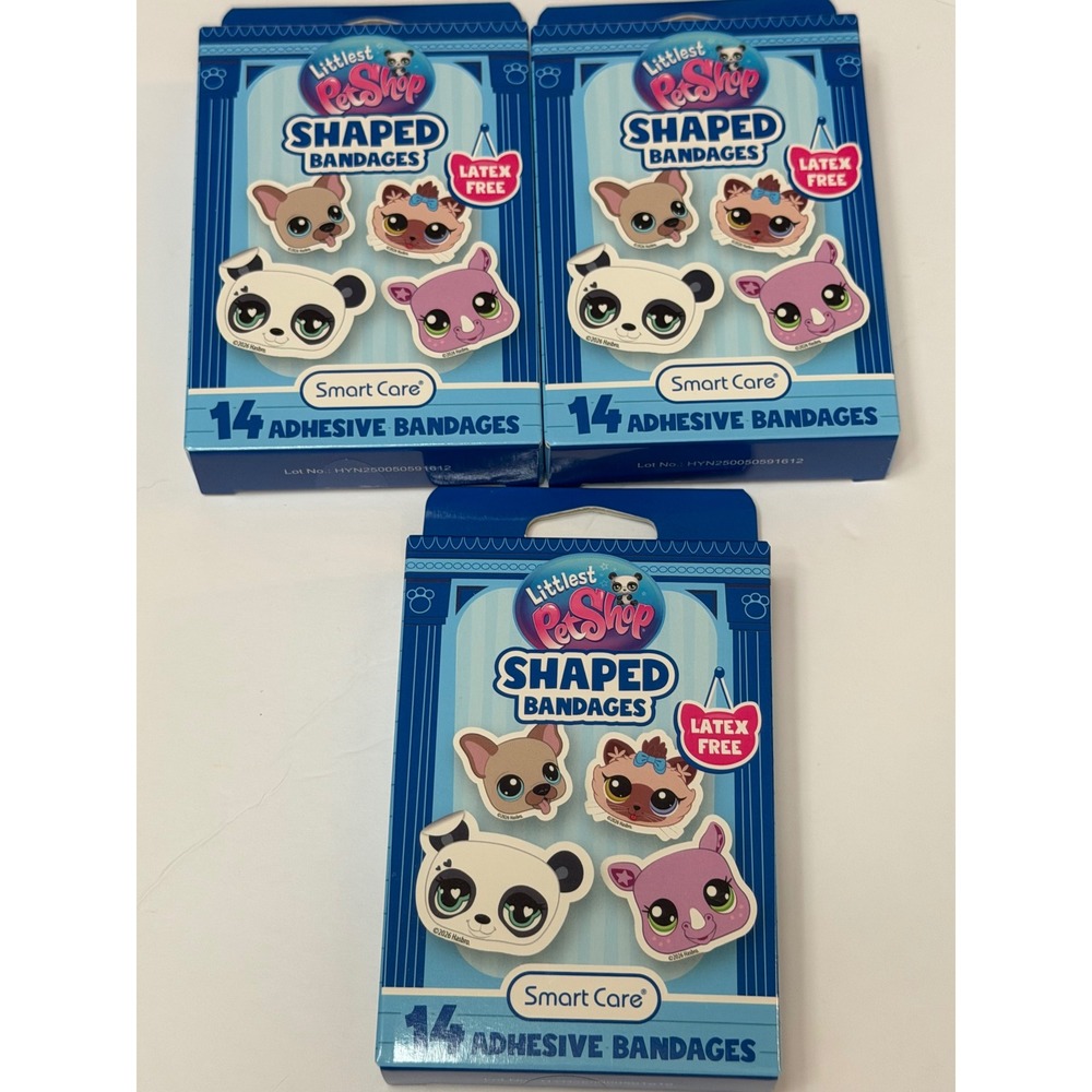 Littlest Pet Shop Shaped Bandages 3 Pack Smart Care Latex Free 14ct Each 88930